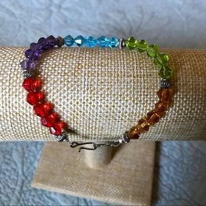 Rainbow Color Blocked Beaded Bracelet